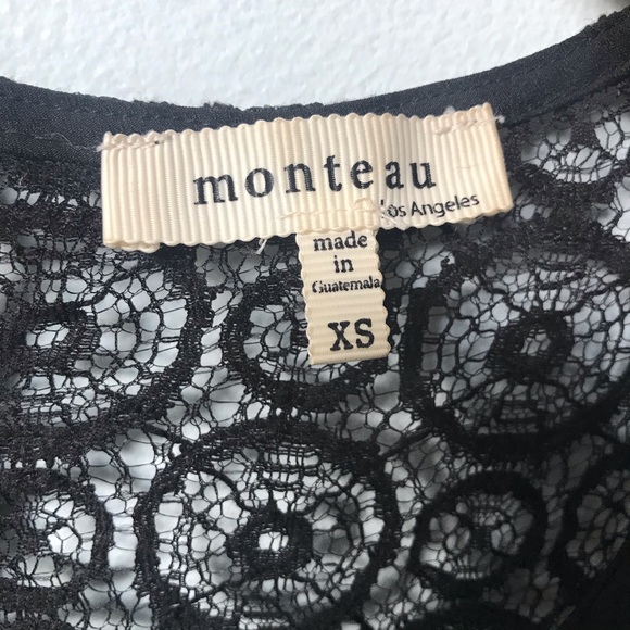 Monteau Fringe Lace Crop Top Black Extra Small - Picture 6 of 6